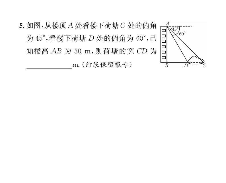 人教版九年级数学下册第28章第1课时  与视角有关的解直角三角形的应用课时训练课件PPT第8页