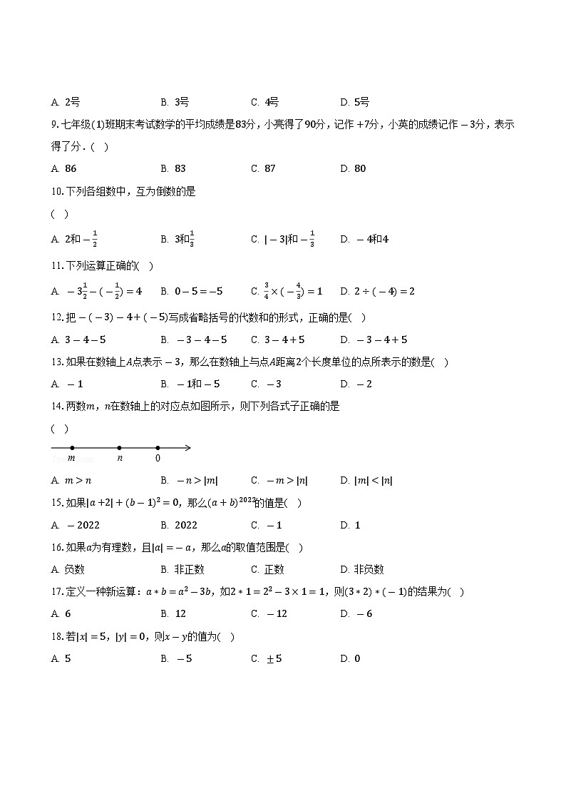 山东省济南市历城区第三中学2023-2024学年七年级上学期月考数学试卷（10月份）第2页