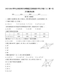 山东省枣庄市峄城区吴林街道中学2023-2024学年九年级上学期第一次月考数学试卷