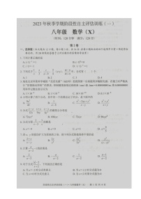 广西壮族自治区来宾市忻城县民族中学2023-2024学年八年级上学期阶段性自主评估数学 训练（一）  （月考）