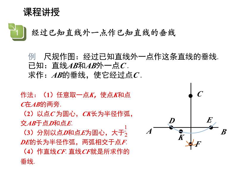 13.4.4 经过一已知点作已知直线的垂线-13.4.5 作已知线段的垂直平分线 教学课件第4页