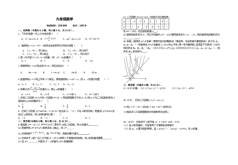 江苏省徐州市丰县创新外国语学校2023-2024学年九年级上学期第一次质量检测数学试卷（月考）01