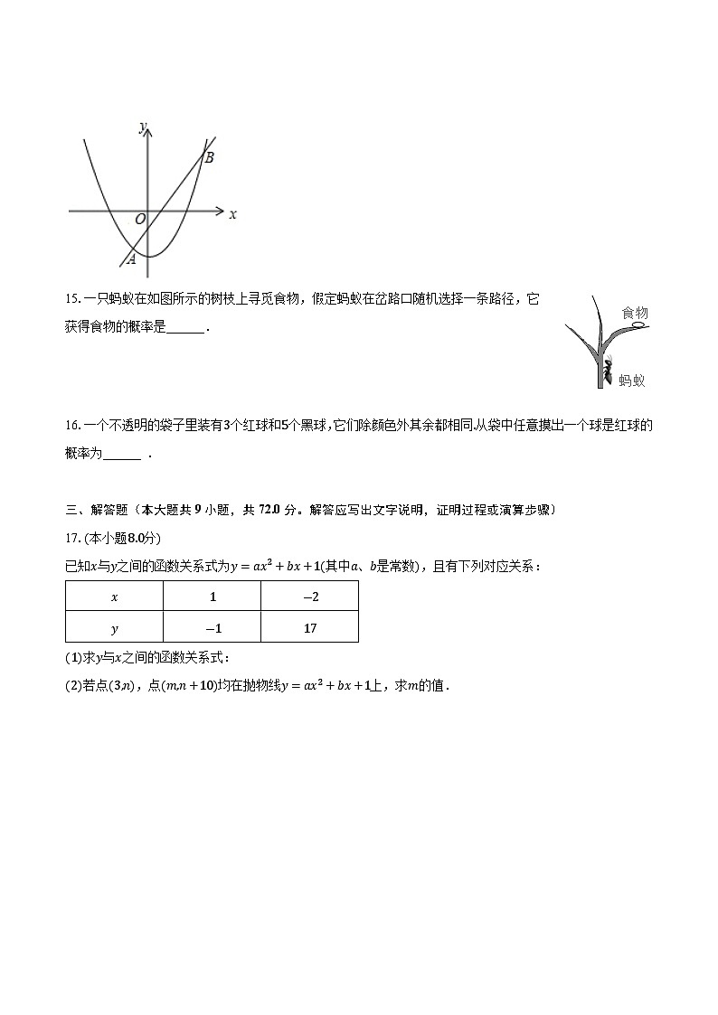 浙教版初中数学九年级上册期中测试卷（较易）（含答案解析）03