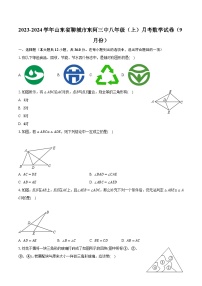 2023-2024学年山东省聊城市东阿三中八年级（上）月考数学试卷（9月份）（含解析）