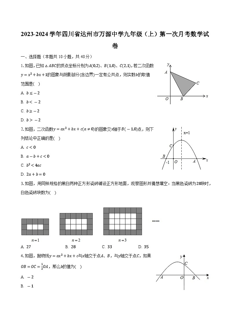 2023-2024学年四川省达州市万源中学九年级（上）第一次月考数学试卷（含解析）第1页