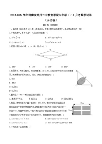 2023-2024学年河南省郑州二中教育联盟九年级（上）月考数学试卷（10月份）（含解析）