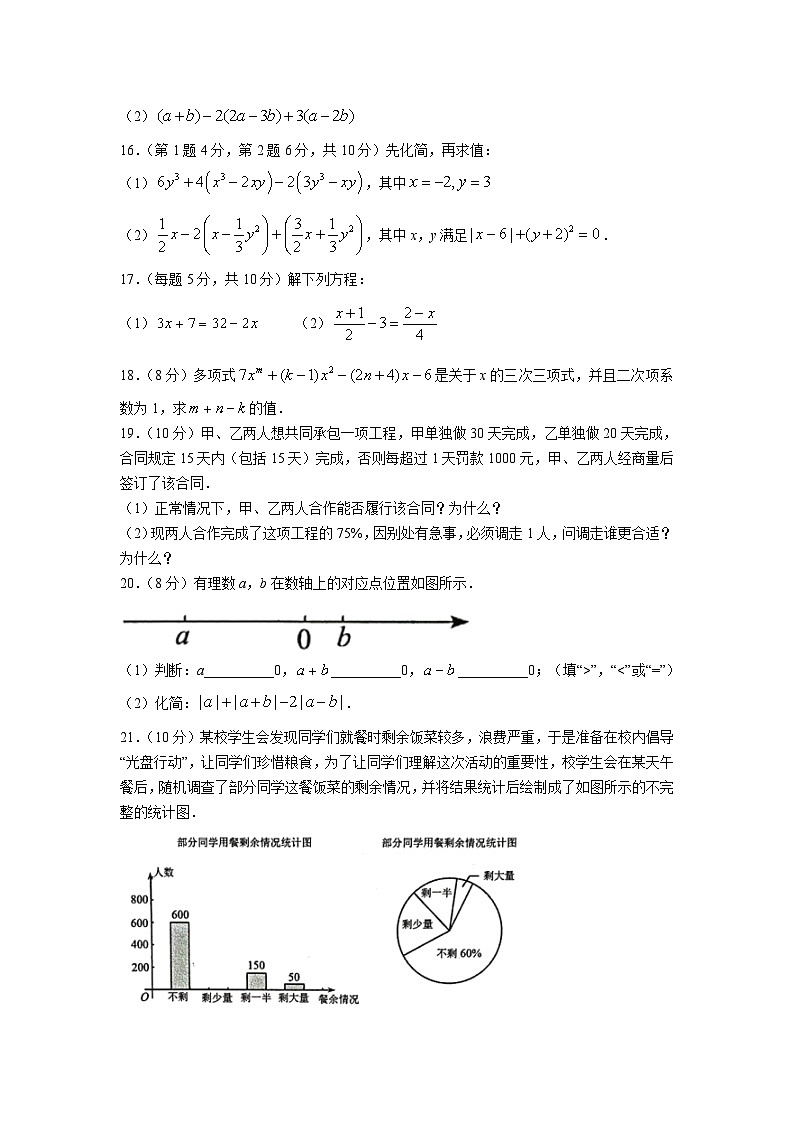 山东省菏泽市巨野县2022-2023学年七年级上学期期末学业水平测试数学试卷(含答案)03