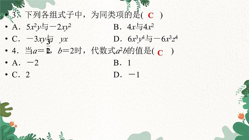 第3章《整式的加减》北师大版七年级数学上册测试卷课件第3页