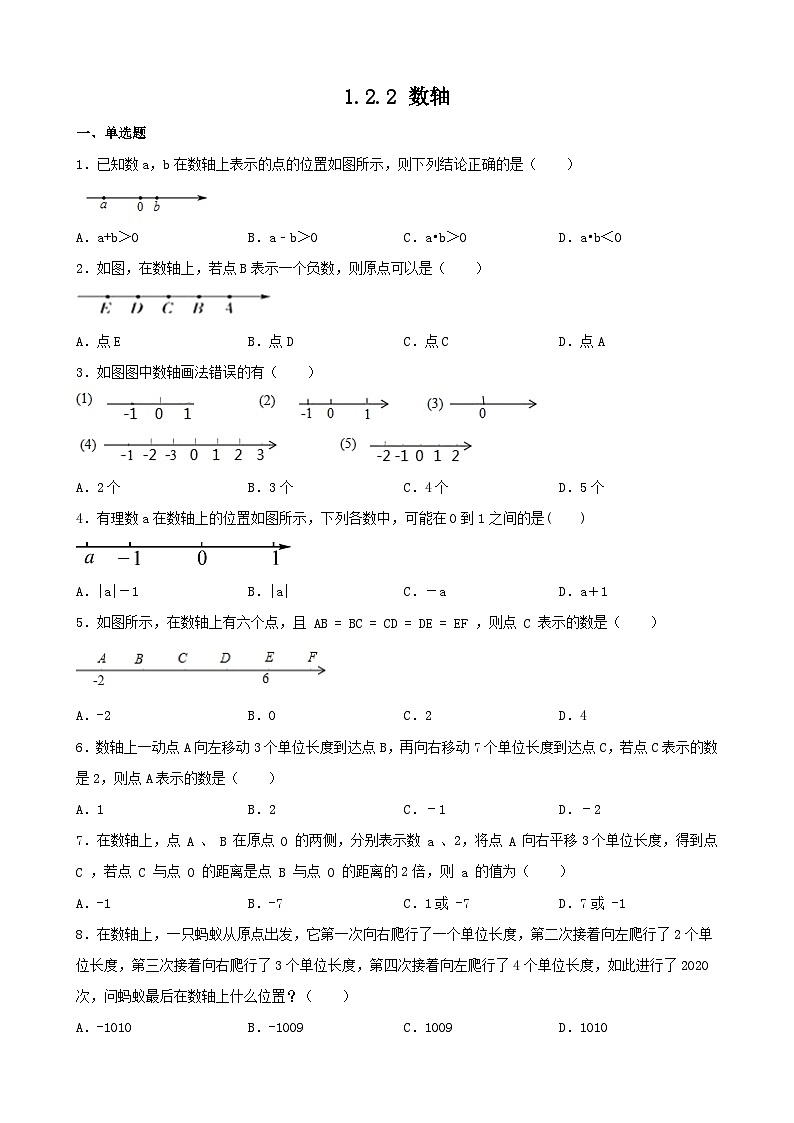 1.2.2 数轴 同步练习  人教版七年级数学上册（无答案）第1页