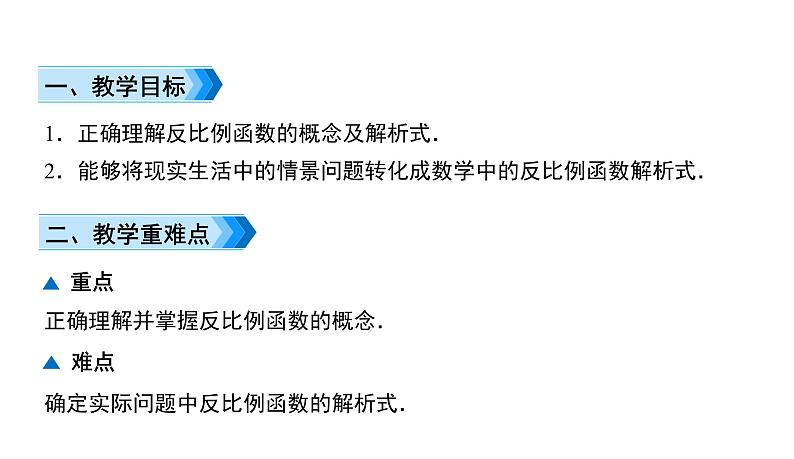 人教版九年级数学下册第26章反比例函数26.1.1　反比例函数教学课件第2页