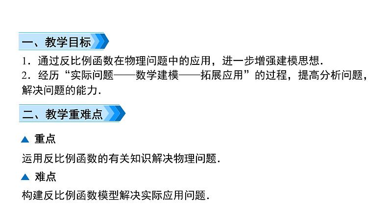 人教版九年级数学下册第26章反比例函数26.2第2课时　利用反比例函数解决有关物理问题教学课件第2页