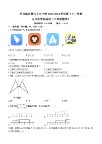 黑龙江省哈尔滨市第六十九中学2023-2024学年八年级上学期月考数学试题