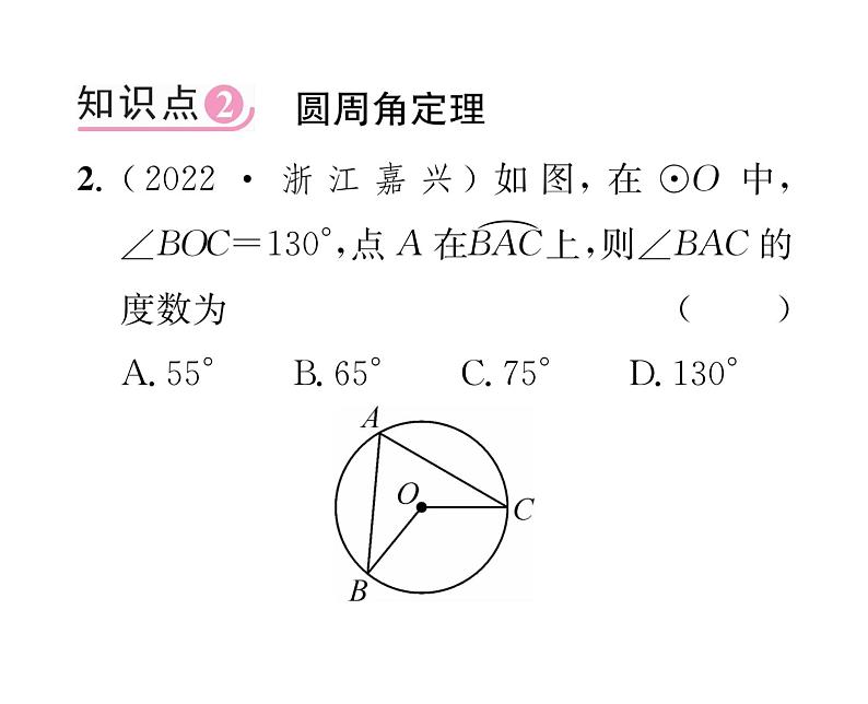 人教版九年级数学上册第24章24.1.4第1课时  圆周角定理及其推论课时训练课件PPT03