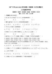 广东省广州市花都区广州市黄广中学2023-2024学年九年级上学期月考数学试题(无答案)