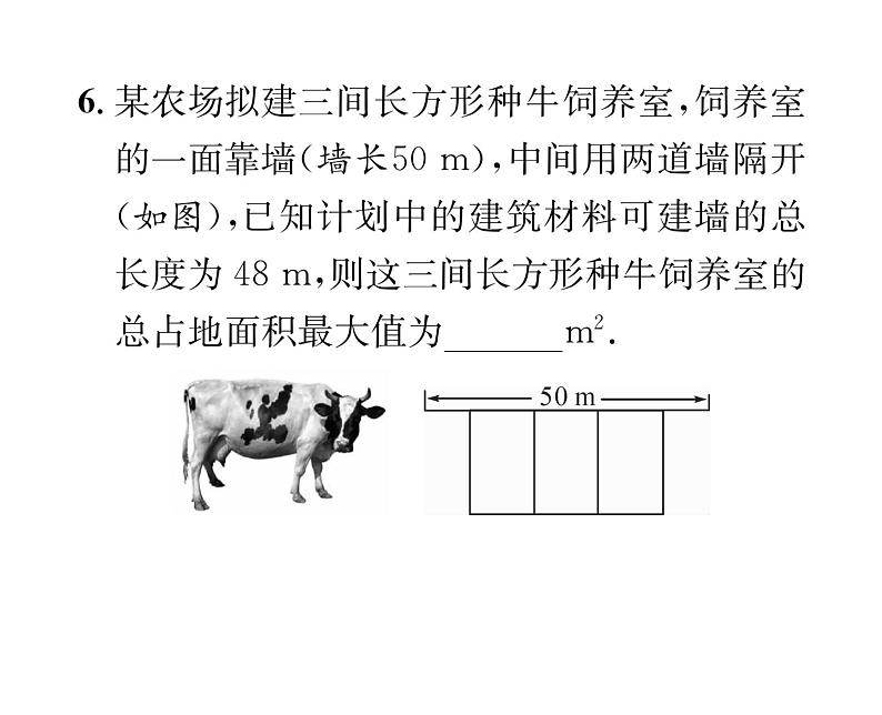 人教版九年级数学上册第22章22.3第1课时  二次函数与图形面积问题课时训练课件PPT07