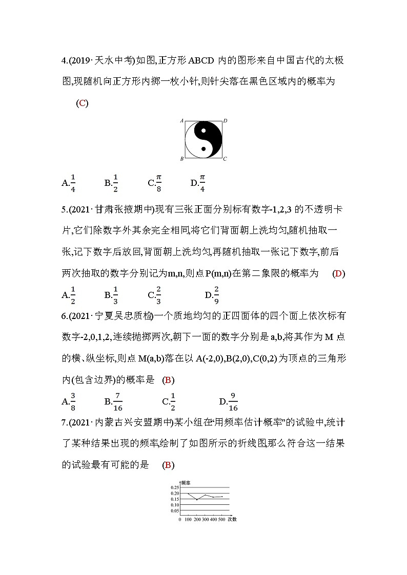 第3章 概率的进一步认识 北师大版数学九年级上册同步作业单元测评(含答案)第2页