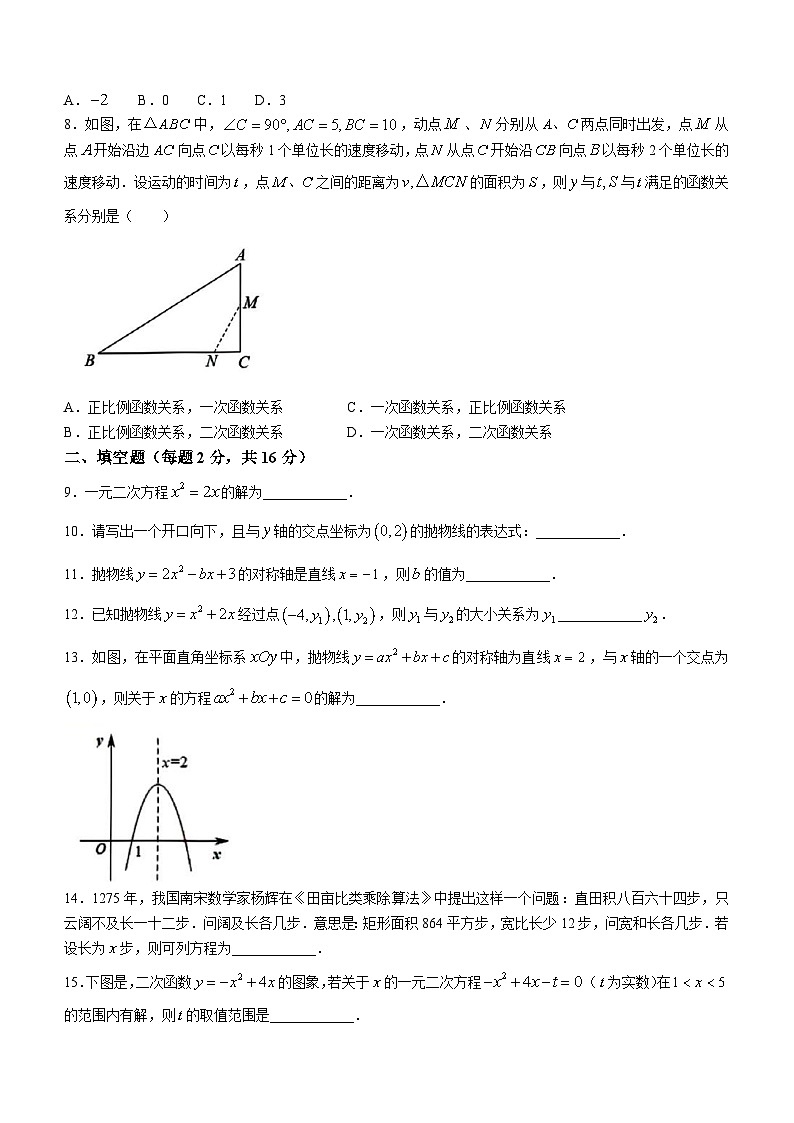 北京市中国人民大学附属中学丰台学校2023-2024学年九年级上学期月考数学试题02