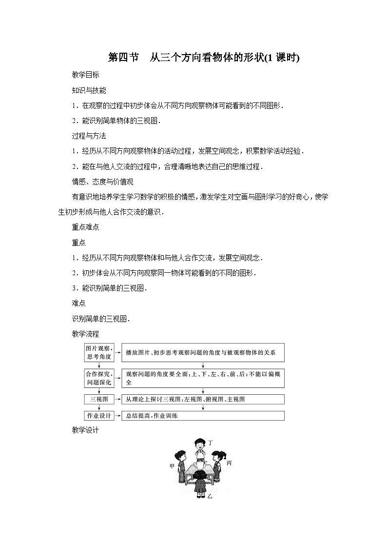 2023-2024学年六年级鲁教版数学上册---1.4 从三个方向看物体的形状 同步教学设计第1页