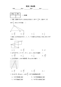 中考数学二轮复习模块三函数  锐角三角函数含解析答案