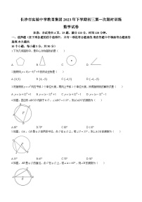 湖南省长沙市实验教育集团2023-2024学年九年级上学期第一次月考数学试题(无答案)