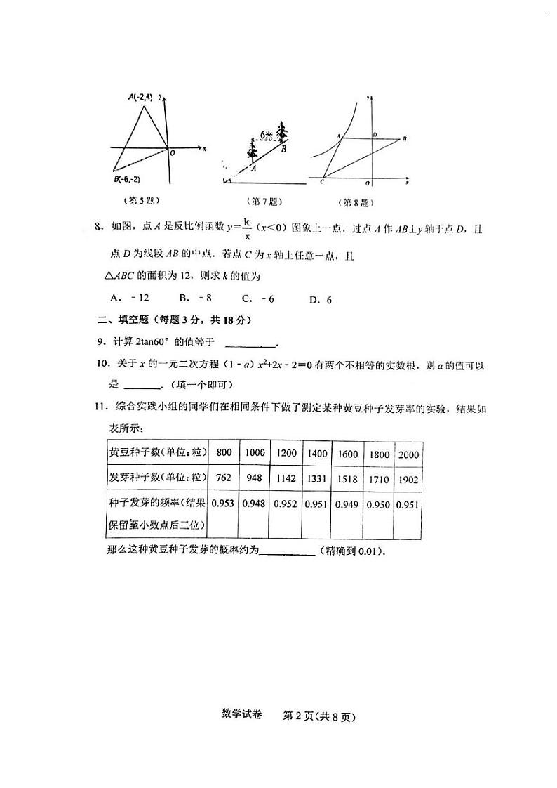 吉林省长春市第一〇八学校2023-2024学年九年级上学期第二次月考数学试题第2页