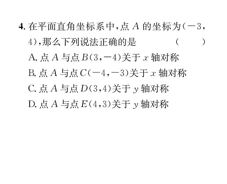 北师大版八年级数学上册第3章位置与坐标3  轴对称与坐标变化课时训练课件PPT04