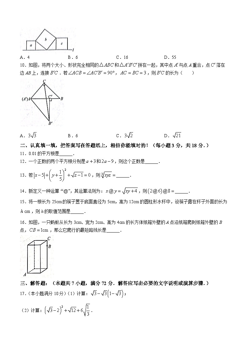 山东省枣庄市市中区乡镇中学2023-2024学年八年级上学期10月月考数学试题(无答案)第2页