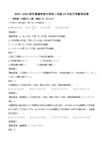 江苏省苏州市苏州工业园区景城学校2023-2024学年九年级上学期10月月考数学试题