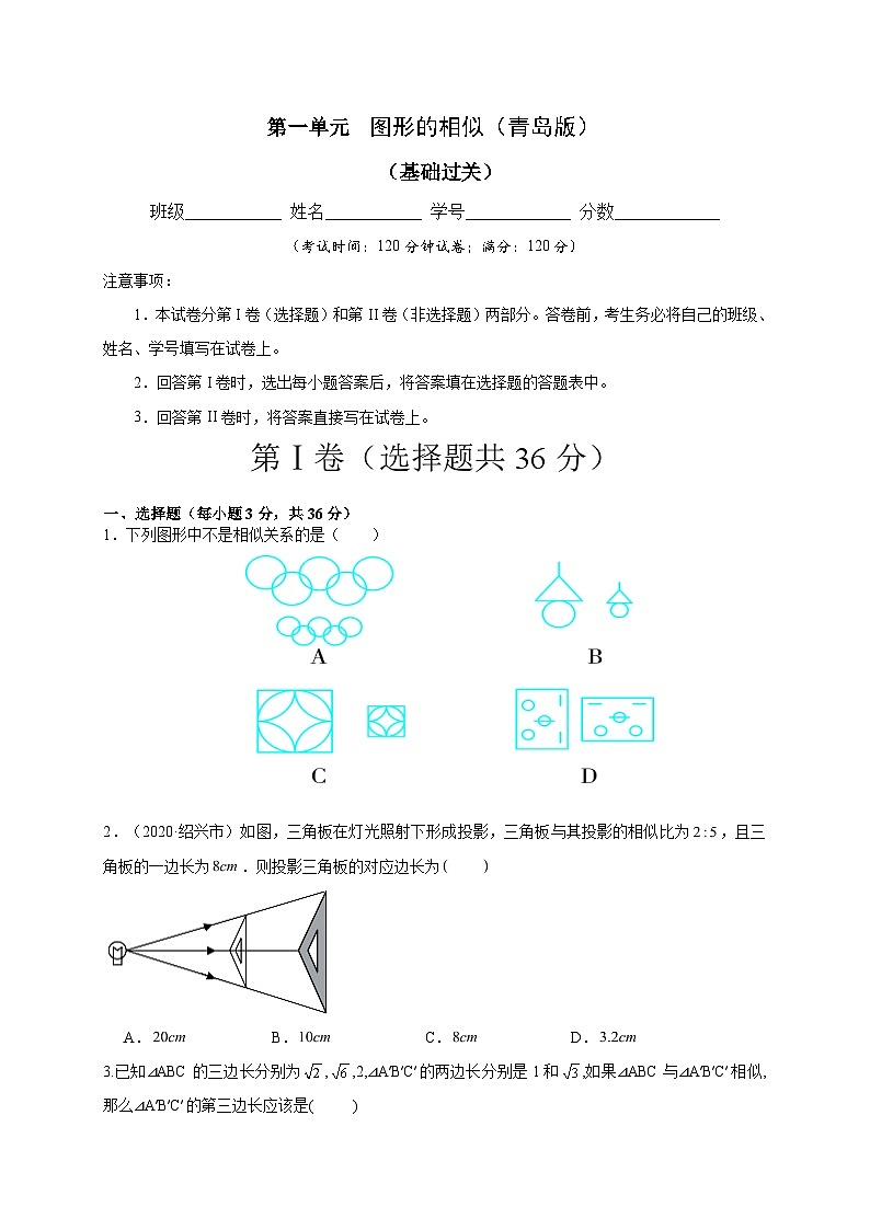 第一单元  图形的相似（基础过关）（原卷版01