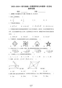 2023-2024湖南省长沙市广益中学九年级上册第一次月考数学试卷（无答案）