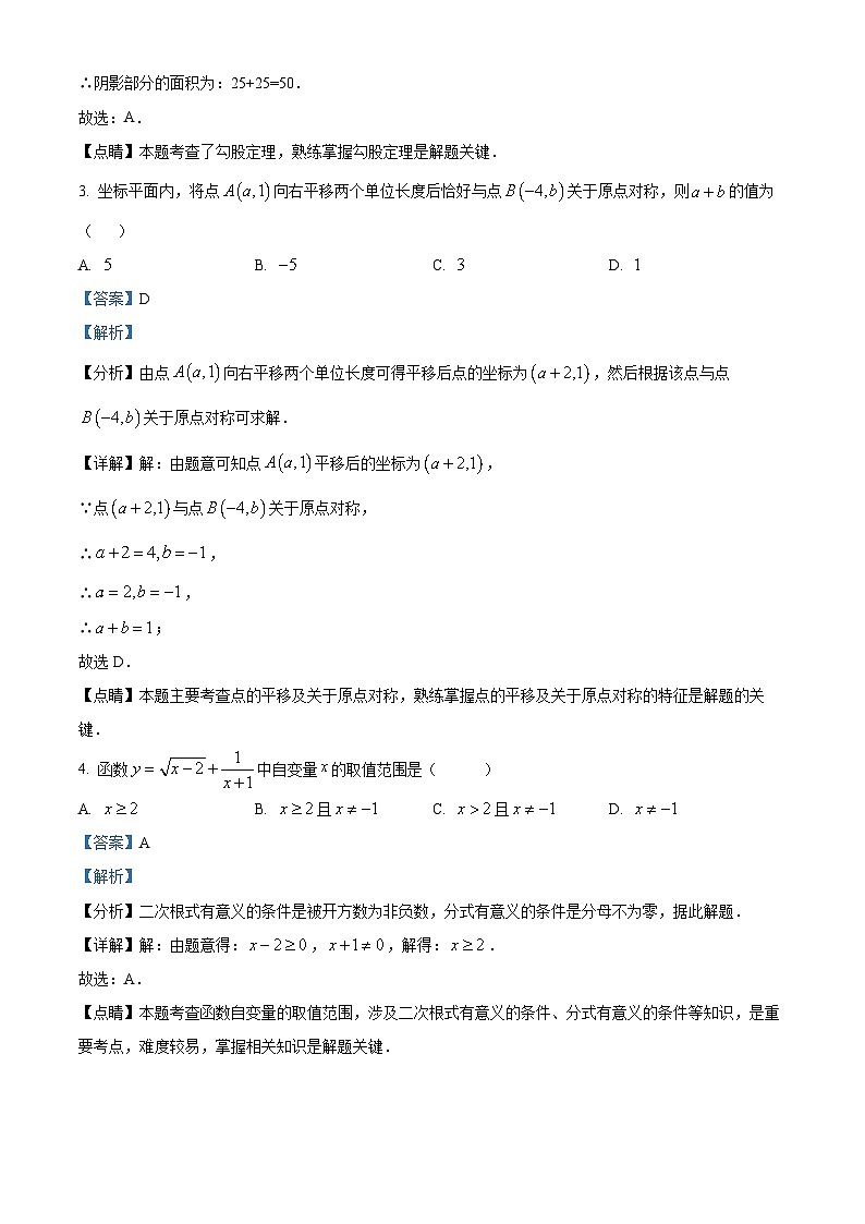 精品解析：广东省深圳市福田区福田区莲花中学2021年八年级下学期开学考试数学试题（解析版）第2页