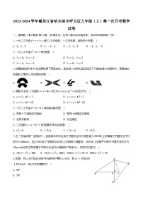 2023-2024学年黑龙江省哈尔滨市呼兰区九年级（上）第一次月考数学试卷(含解析）