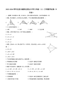 2023-2024学年北京市朝阳区重点中学八年级（上）月考数学试卷（9月份）（含解析）