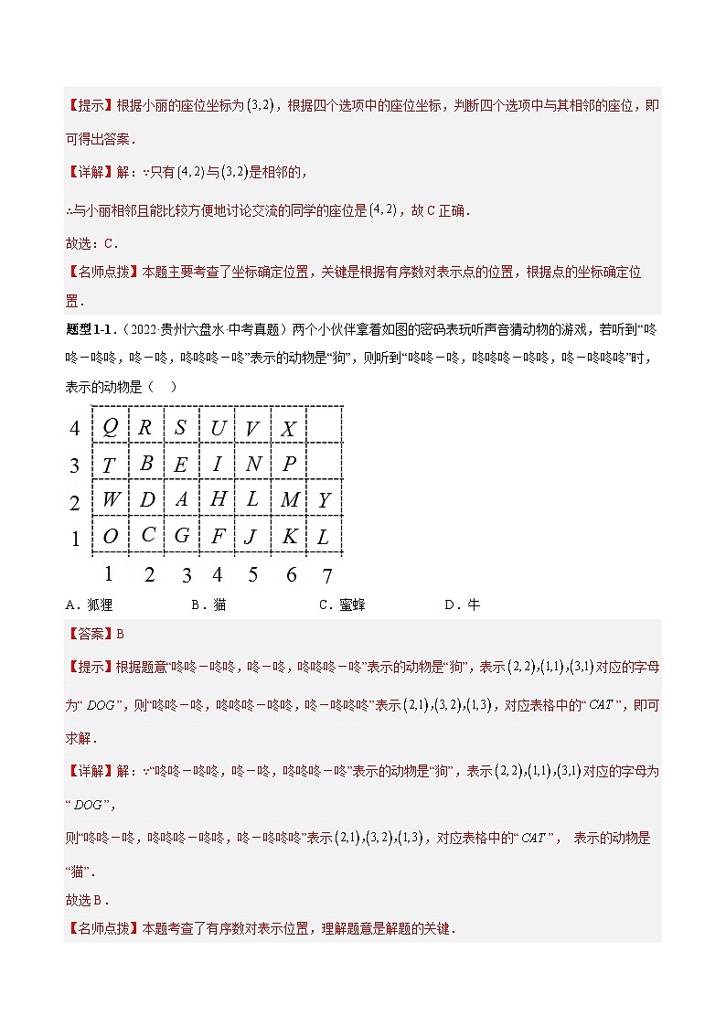 中考数学一轮复习常考题型突破练习专题12 平面直角坐标系（解析版）第2页
