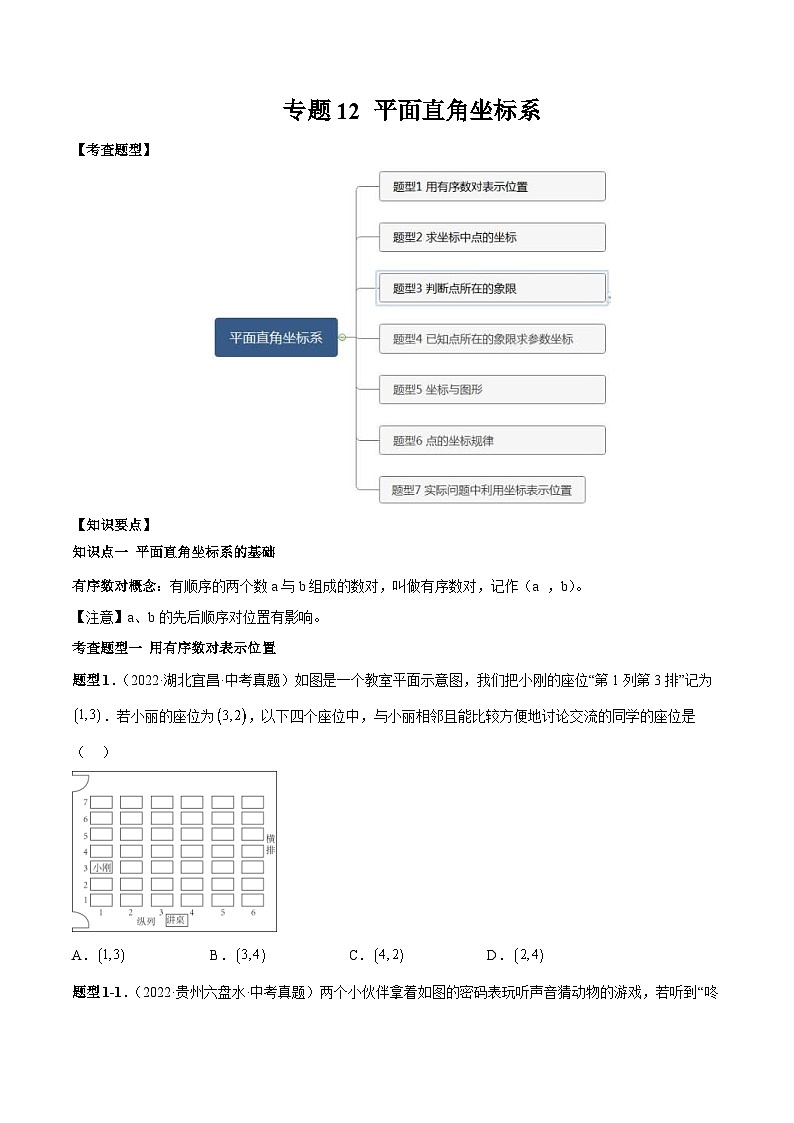 中考数学一轮复习常考题型突破练习专题12 平面直角坐标系（原卷版）第1页