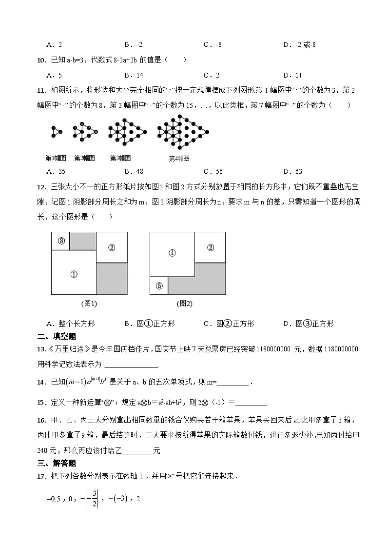 重庆市2023年七年级上学期期中数学试卷（附答案）02