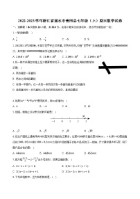 2022-2023学年浙江省丽水市青田县七年级（上）期末数学试卷（含解析）