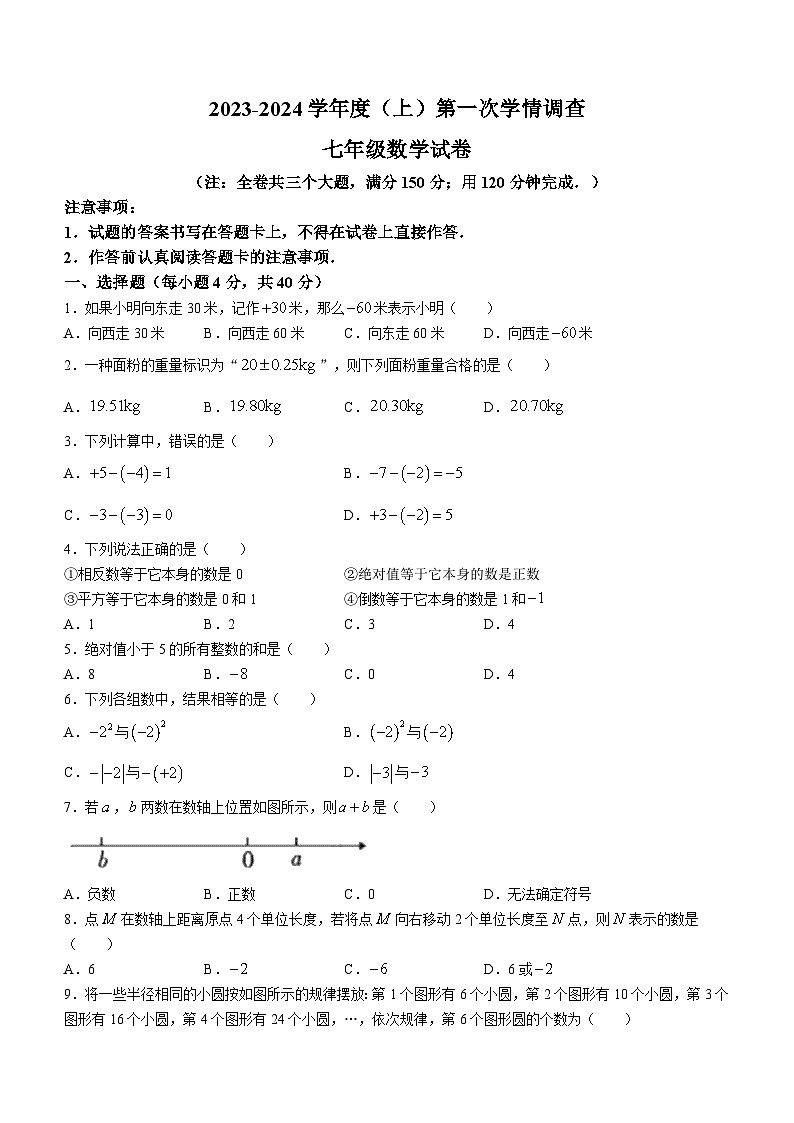 重庆市开州区云枫教育集团2023-2024学年七年级上学期10月月考数学试题第1页