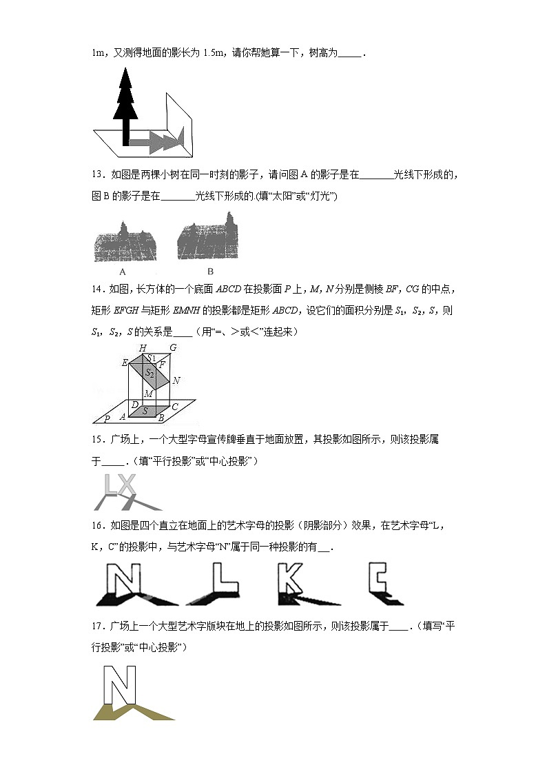 32.1投影随堂练习-冀教版数学九年级下册03