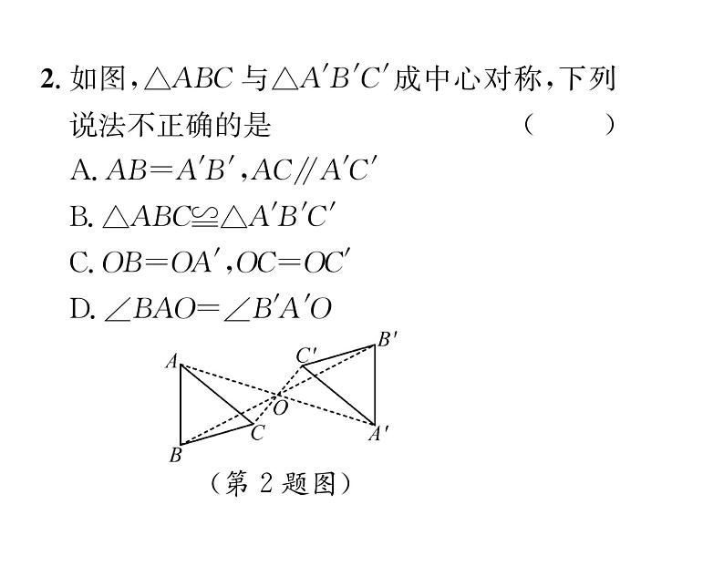 北师大版八年级数学下第三章图形的平移与旋转３中心对称课时训练课件PPT03