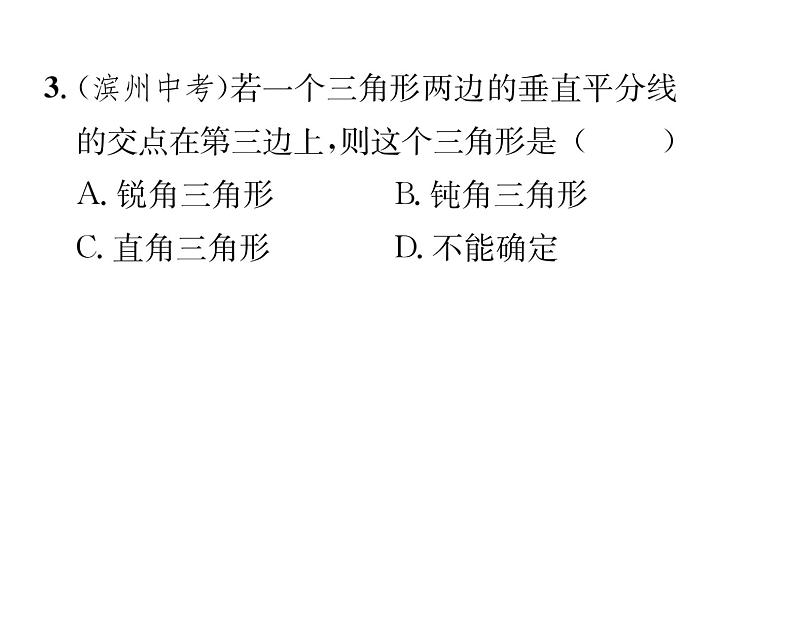 北师大版八年级数学下第一章三角形的证明３线段的垂直平分线　第２课时　三角形三边的垂直平分线课时训练课件PPT第4页