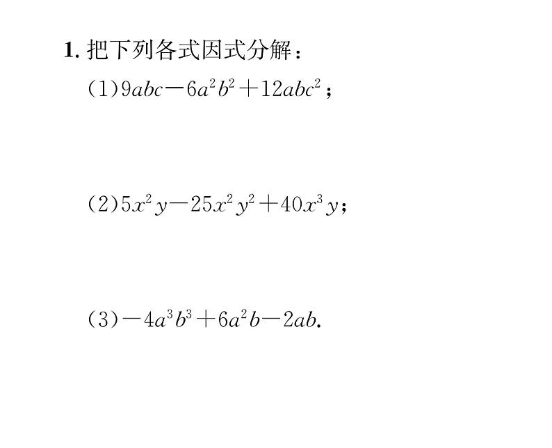 北师大版八年级数学下专题特训6因式分解的常用方法课时训练课件PPT第3页