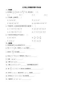 上海市嘉定区2023年七年级上学期数学期中考试卷(附答案）