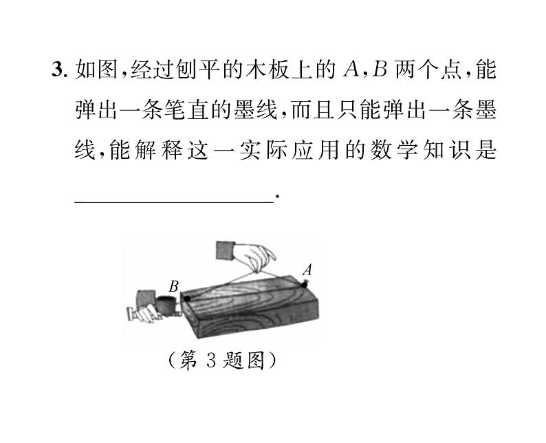 人教版七年级数学上第4章几何图形初步4.2  直线、射线、线段第1课时  直线、射线、线段的概念与性质课时训练课件PPT第4页