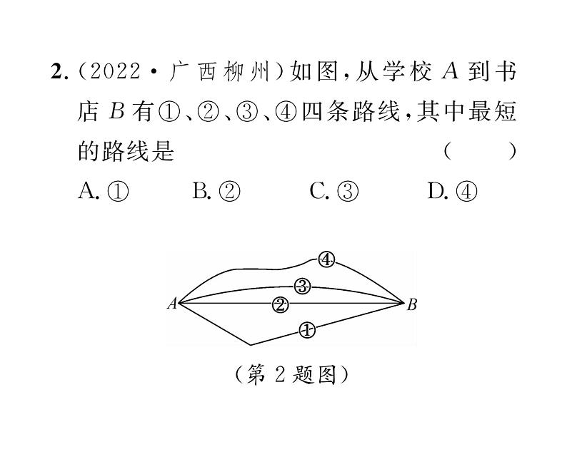 人教版七年级数学上第4章几何图形初步4.2  直线、射线、线段第3课时  线段的性质课时训练课件PPT第3页