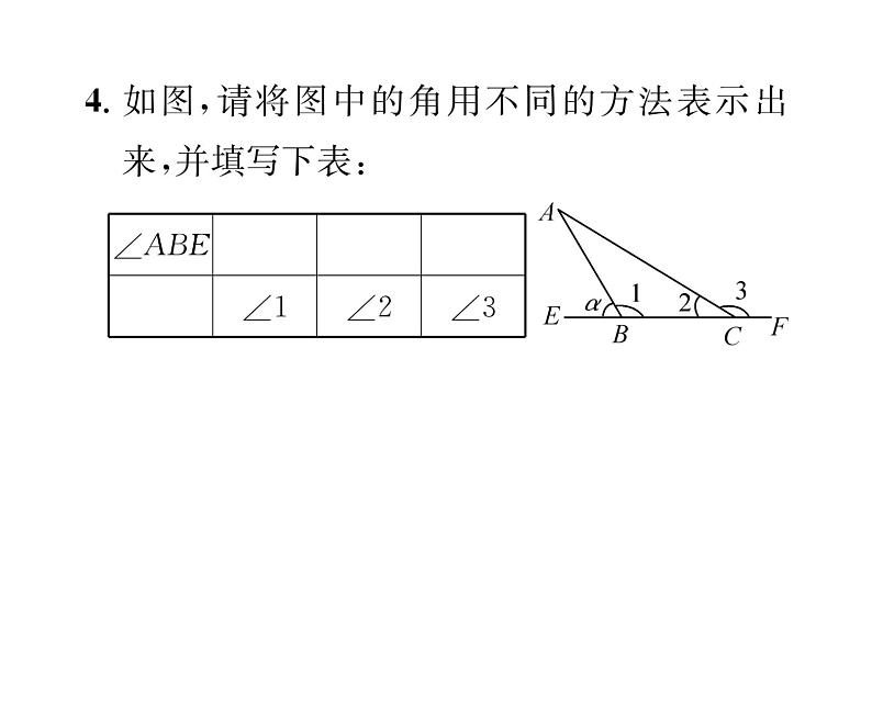 人教版七年级数学上第4章几何图形初步4.3  角4.3.1  角课时训练课件PPT04