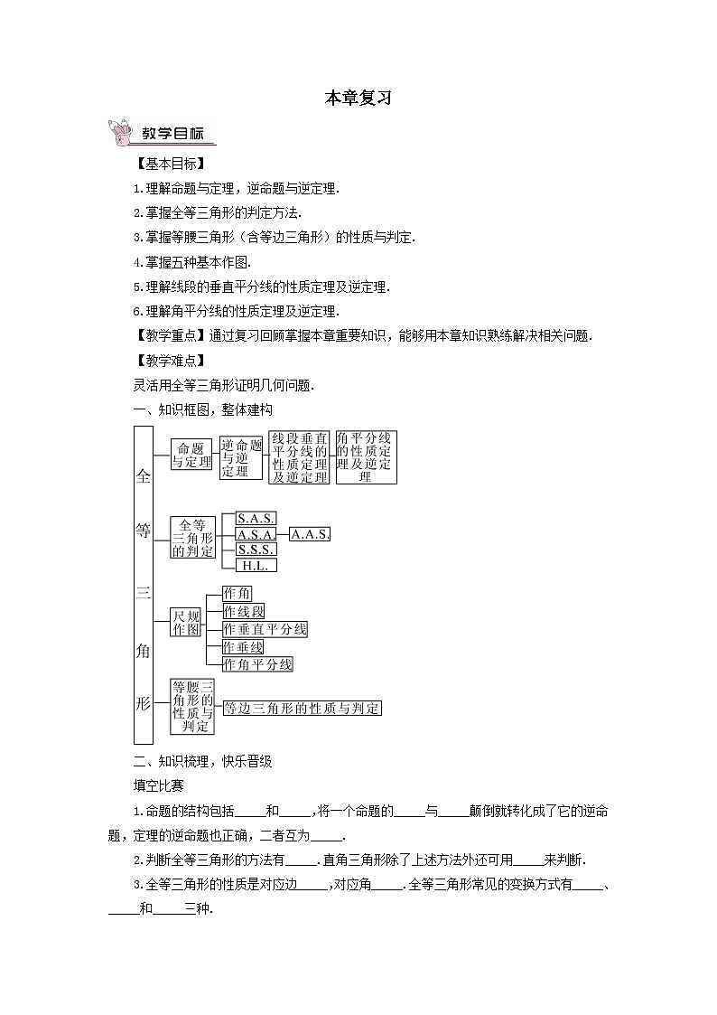 第13章全等三角形本章复习教案（华东师大版八上）01