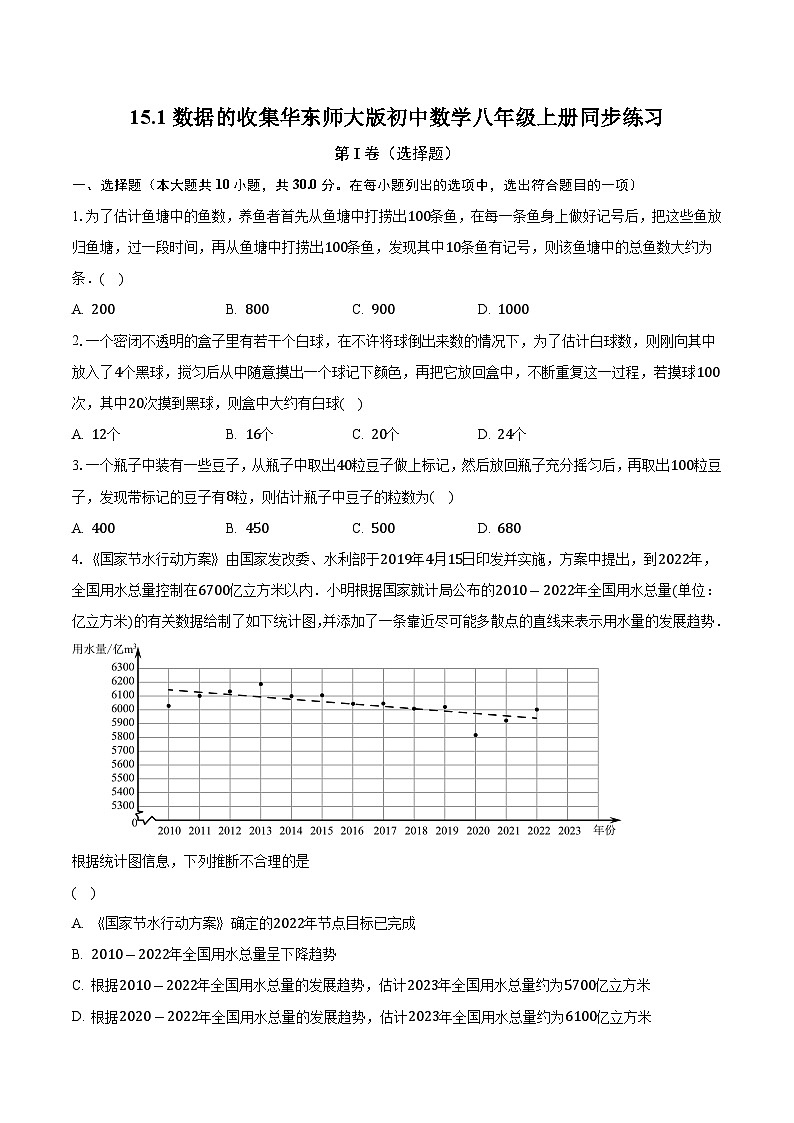 15.1数据的收集 华东师大版初中数学八年级上册同步练习（含答案解析）01