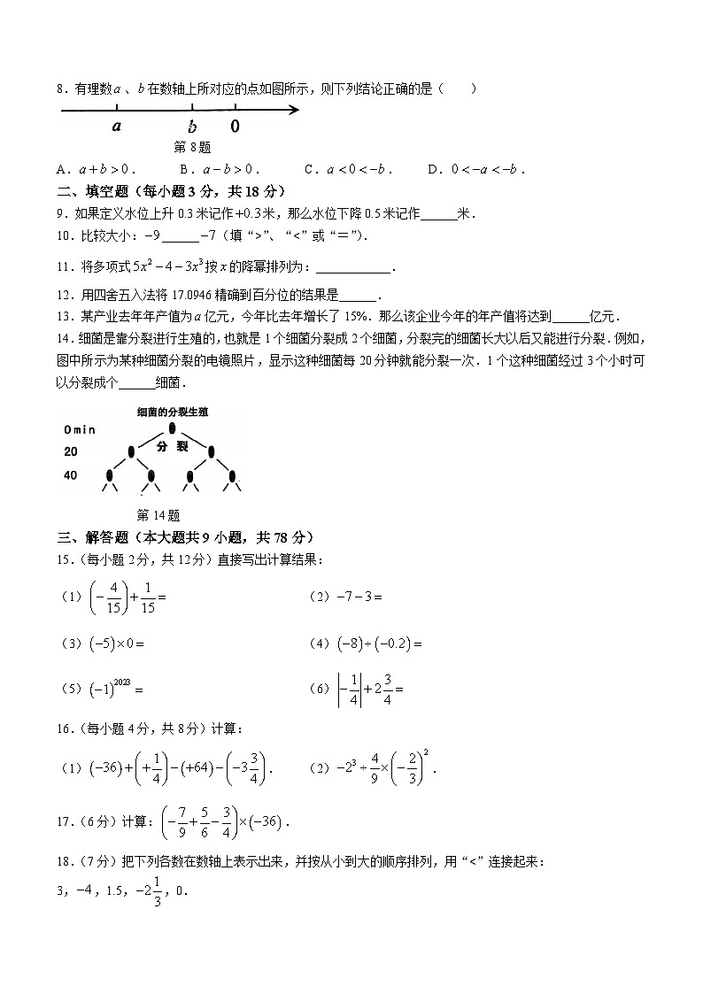 吉林省长春市朝阳区2023-2024学年七年级上学期期中数学试题02