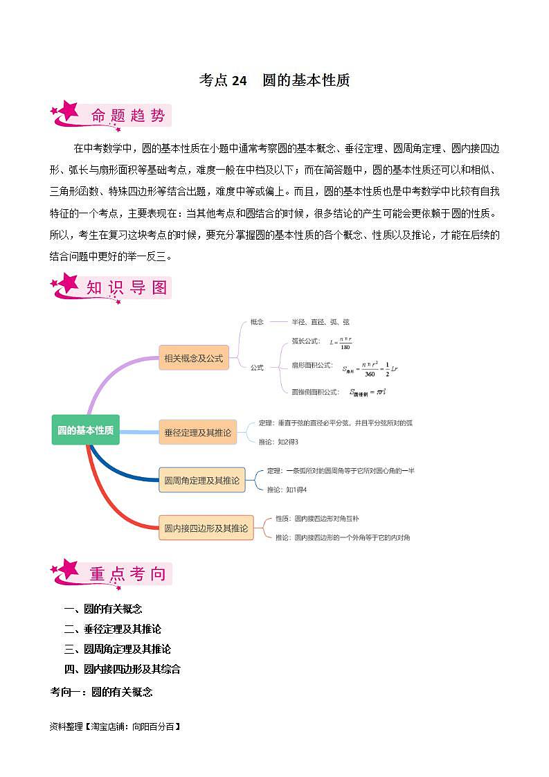 中考数学一轮复习考点过关训练考点24 圆的基本性质（含解析）01